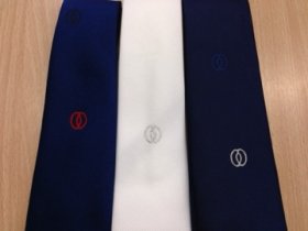 画像: ネクタイ　左右海鼠透鍔柄入　青、白